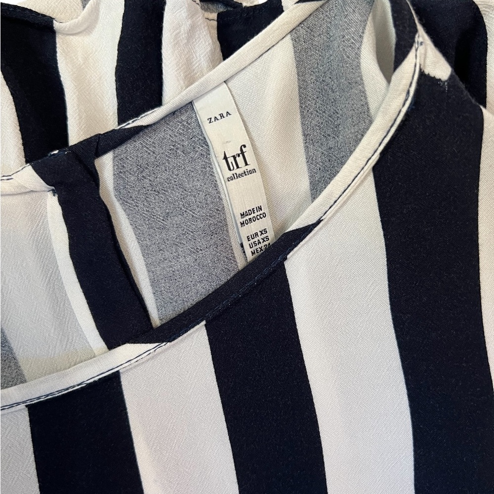 Zara trf collection striped button detail ruffle black and white peplum … - Picture 7 of 8